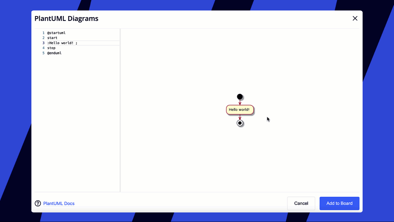 Adicionando um diagrama PlantUML ao board