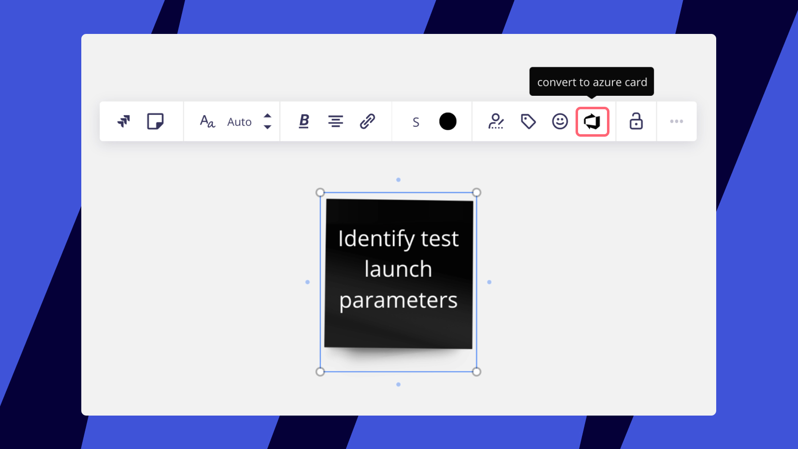 Converting a Miro sticky note into an Azure Card.