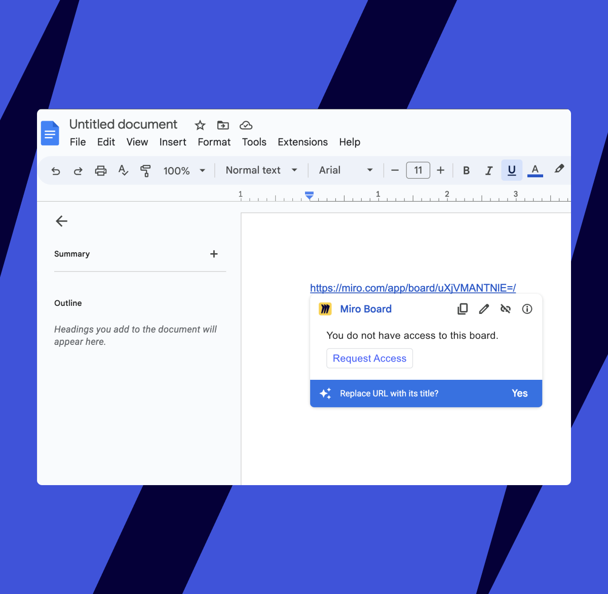 Miro smart chip request access to board button