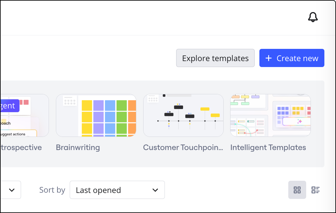 Dashboard view with the 'Explore templates' button highlighted in the upper-right.