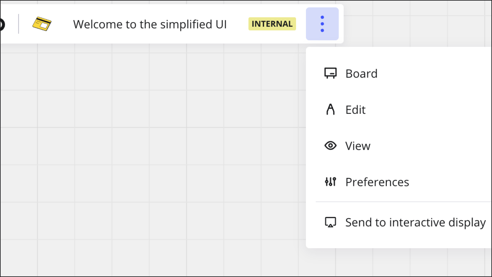 Access the Main menu from the Board bar.