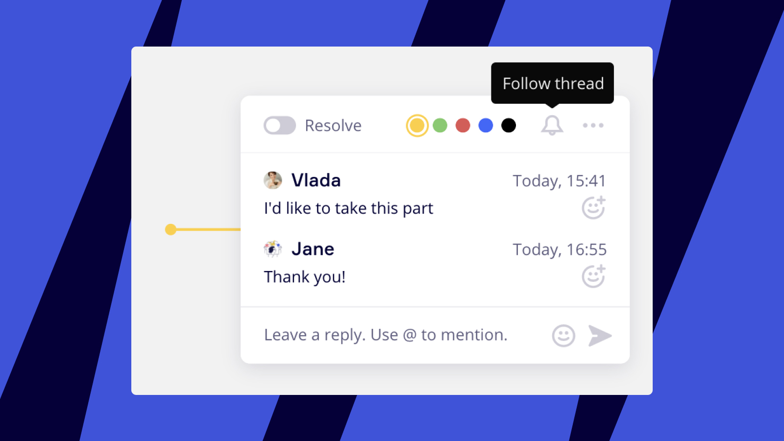 The 'Follow thread' icon on a comment in Miro.