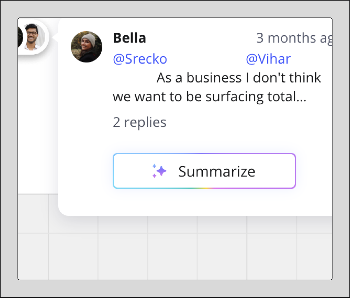 Miro AI Conversation Summary button.