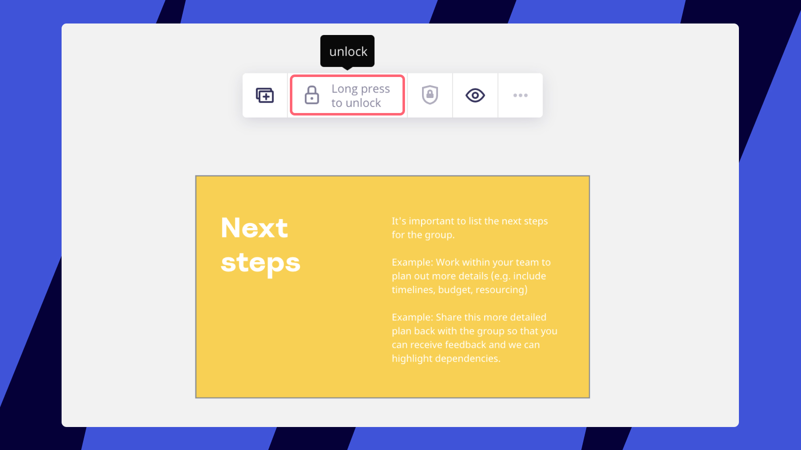 ロックアイコンを長押ししてオブジェクトのロックを解除する。