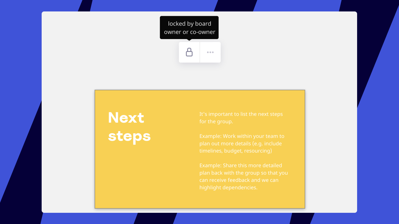 Un widget que muestra que un objeto está protegido por el propietario del tablero.