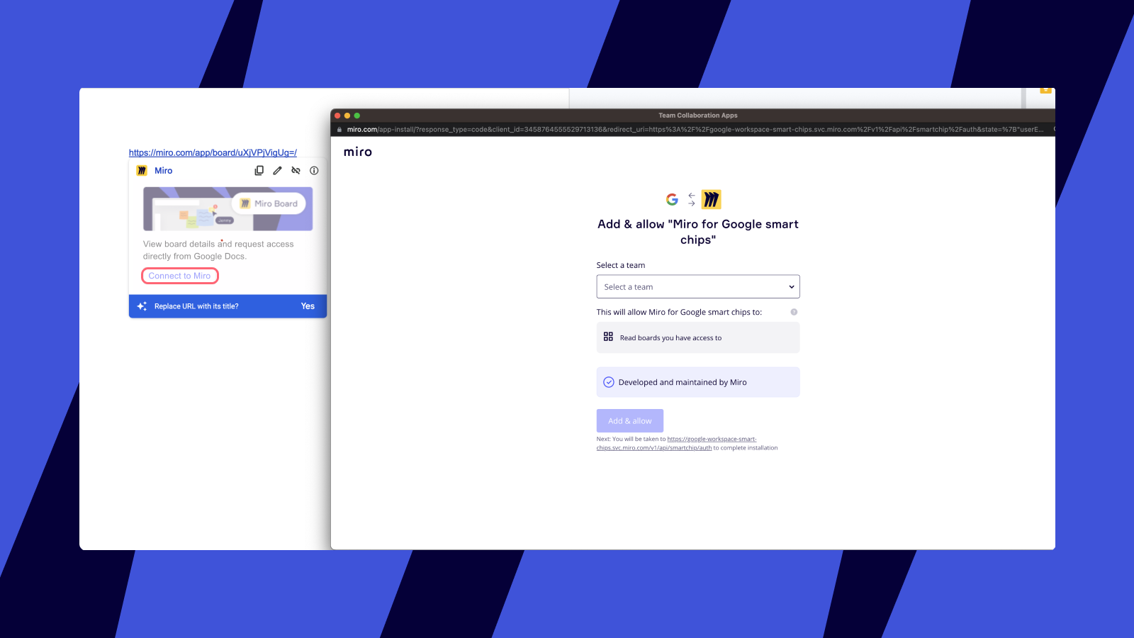 Connect Miro to Google Workspaces dialog