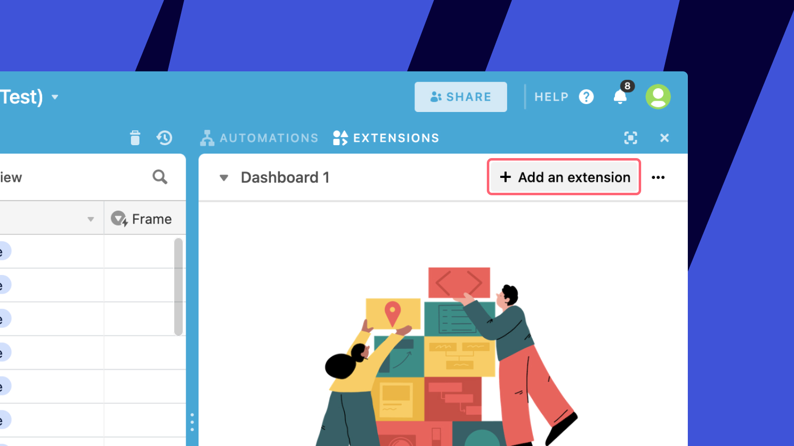 Add an extension option in Airtable.