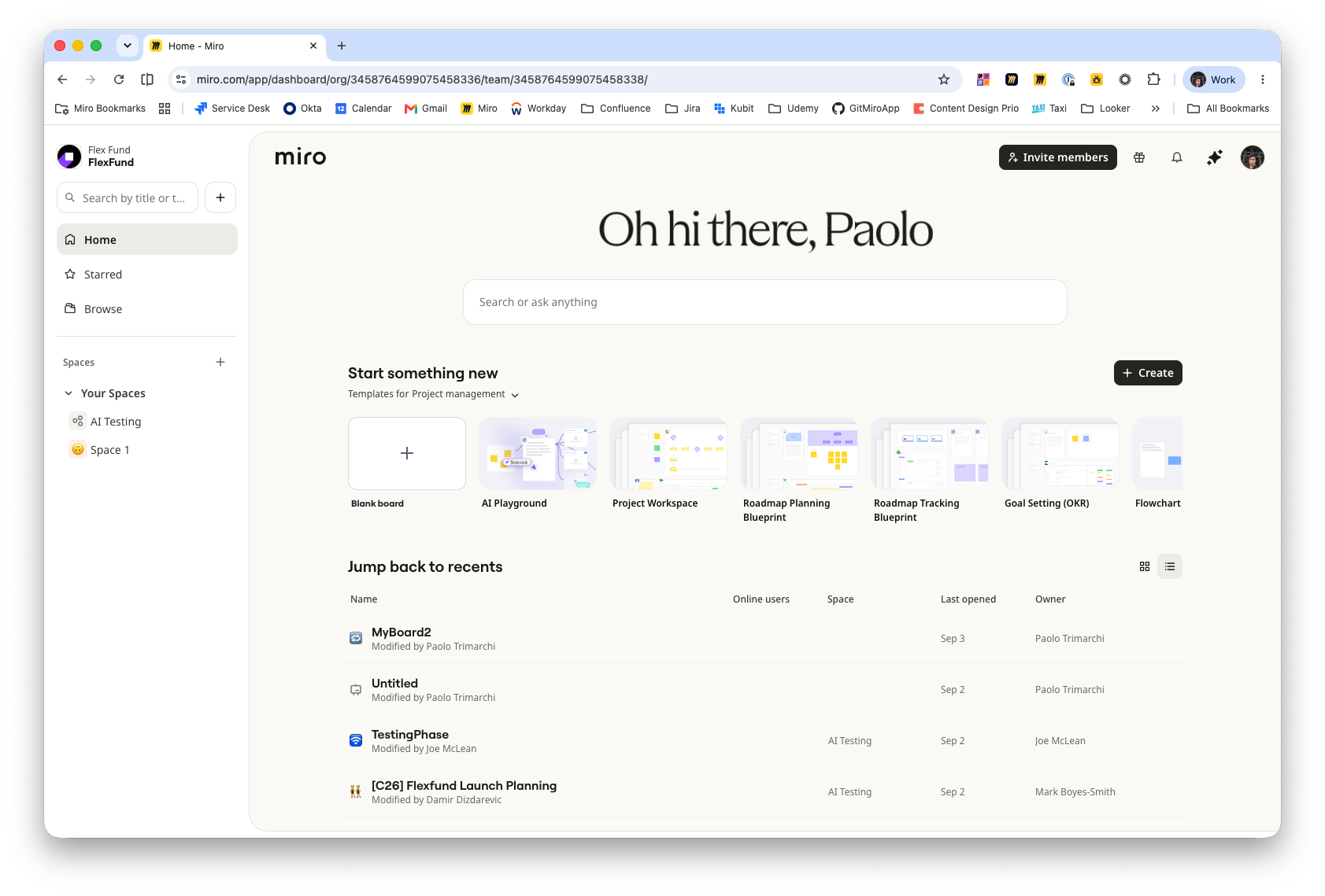 Home dashboard